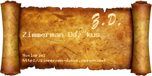 Zimmerman Dókus névjegykártya